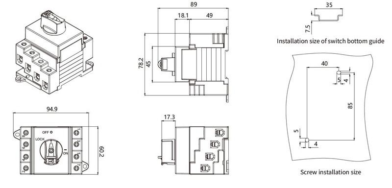 ekd6 db32 Gehäuse DC-Isolator 10