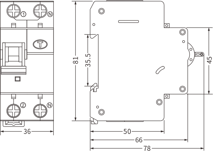 Etek RCBO EKL3-40M Größe